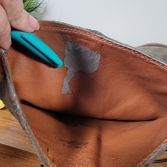 Lucky Brand Grayer Green Suede Fringe Kndd High Boots Size 7.5 - Picture 14 of 15